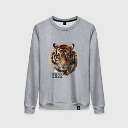 Свитшот хлопковый женский Тигр 2022 символ, цвет: меланж