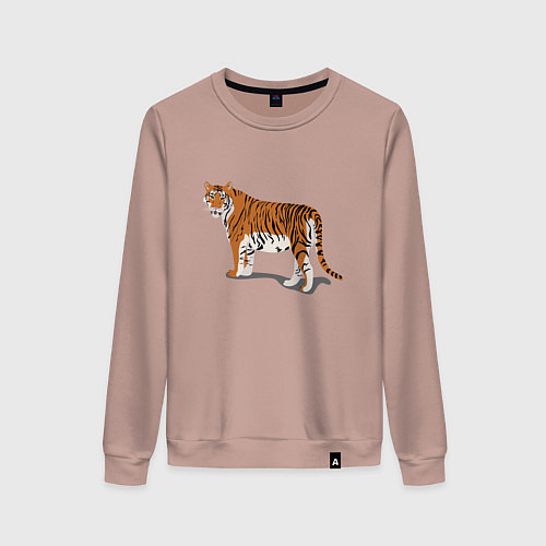 Женский свитшот Тигр Tiger в полный рост / Пыльно-розовый – фото 1