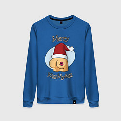 Свитшот хлопковый женский Merry KissMAss, цвет: синий