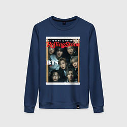 Свитшот хлопковый женский BTS БТС на обложке журнала, цвет: тёмно-синий
