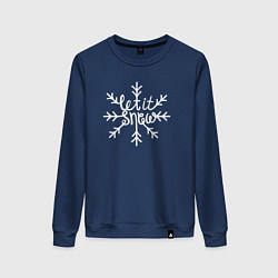 Свитшот хлопковый женский Snowflake Let it snow, цвет: тёмно-синий