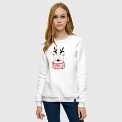 Свитшот хлопковый женский Pinguin Be jolly, цвет: белый — фото 2