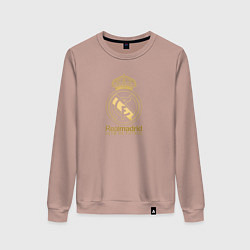 Свитшот хлопковый женский Real Madrid gold logo, цвет: пыльно-розовый