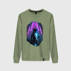 Свитшот хлопковый женский ДЖИНКС, ЛИГА ЛЕГЕНД ARCANE JINX, цвет: авокадо