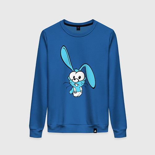 Женский свитшот Заяц пучеглазый голубенький / Синий – фото 1