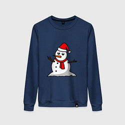 Свитшот хлопковый женский Двухсторонний снеговик, цвет: тёмно-синий