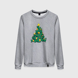 Свитшот хлопковый женский Christmas Tree Made Of Green Cats, цвет: меланж