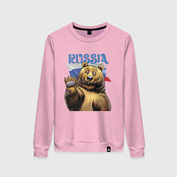 Свитшот хлопковый женский Прикольный русский медвежара, цвет: светло-розовый