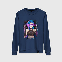 Свитшот хлопковый женский JINX SHOOT ARCANE LOL, цвет: тёмно-синий