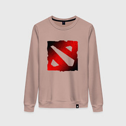 Свитшот хлопковый женский ЧЁРНО КРАСНОЕ ЛОГО ДОТА 2 DOTA 2 LOGO, цвет: пыльно-розовый