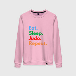 Свитшот хлопковый женский Eat Sleep Judo Repeat, цвет: светло-розовый