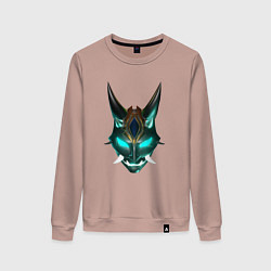 Свитшот хлопковый женский МАСКА СЯО ГЕНШИН ИМПАКТ НЕОН, цвет: пыльно-розовый