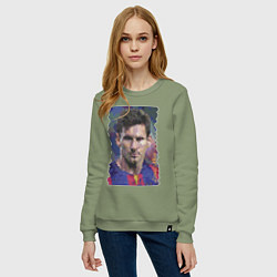 Свитшот хлопковый женский Lionel Messi - striker, Barcelona, цвет: авокадо — фото 2