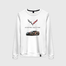 Свитшот хлопковый женский Chevrolet Corvette - Motorsport racing team, цвет: белый