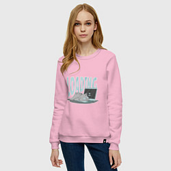 Свитшот хлопковый женский Загрузка Кот программист, цвет: светло-розовый — фото 2