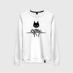 Свитшот хлопковый женский Stray: Black Logo, цвет: белый