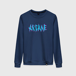 Свитшот хлопковый женский ARCANE LEAGUE OF LEGENDS NEON LOGO, цвет: тёмно-синий