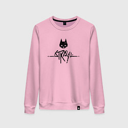 Свитшот хлопковый женский Stray: Black Logo, цвет: светло-розовый