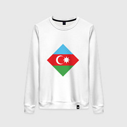 Свитшот хлопковый женский Flag Azerbaijan, цвет: белый