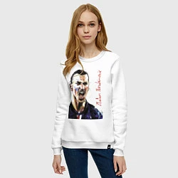 Свитшот хлопковый женский Zlatan Ibrahimovich - striker, Milan, цвет: белый — фото 2