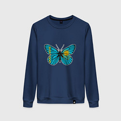 Свитшот хлопковый женский Бабочка - Казахстан, цвет: тёмно-синий