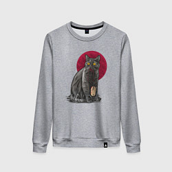 Свитшот хлопковый женский Кот программист и мышка, цвет: меланж