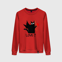 Свитшот хлопковый женский LOVE CAT WHAT cat, цвет: красный