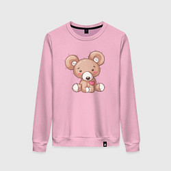 Свитшот хлопковый женский Любимый плюшевый мишка, цвет: светло-розовый