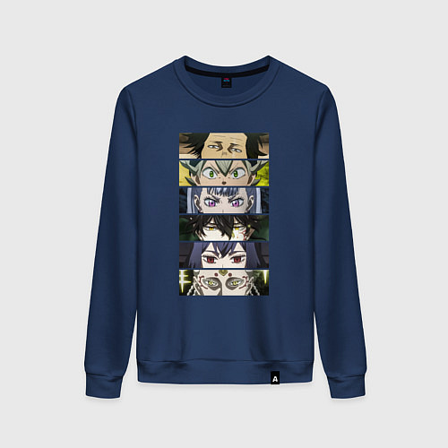 Женский свитшот Чнерный Клевер Black Clover, персонажи / Тёмно-синий – фото 1