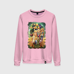 Свитшот хлопковый женский Легенда о Зельде арт, цвет: светло-розовый
