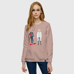 Свитшот хлопковый женский Назад в будущее делориан 2022, цвет: пыльно-розовый — фото 2