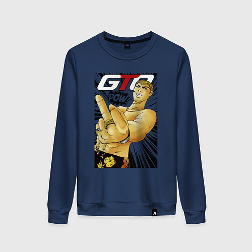 Женский свитшот Onizuka fuck pow / Тёмно-синий – фото 1