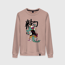 Женский свитшот Крокодил рисует граффити