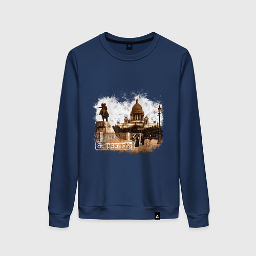 Женский свитшот Санкт-Петербург Ретро Питер / Тёмно-синий – фото 1