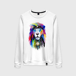 Свитшот хлопковый женский Color lion! Neon!, цвет: белый