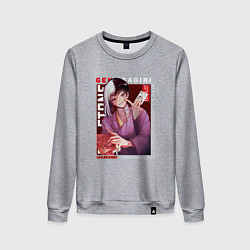 Свитшот хлопковый женский Доктор Стоун Dr Stone, Гэн Асагири, цвет: меланж