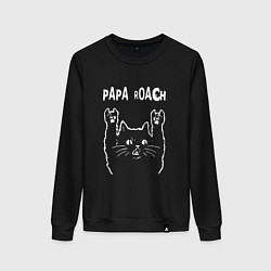 Свитшот хлопковый женский Papa Roach Рок кот, цвет: черный