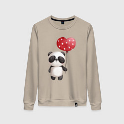 Свитшот хлопковый женский Панда с шариком в виде сердца, цвет: миндальный