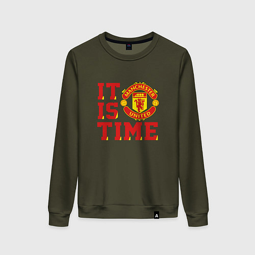 Женский свитшот It is Manchester United Time Манчестер Юнайтед / Хаки – фото 1