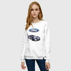 Свитшот хлопковый женский Ford Racing team, цвет: белый — фото 2
