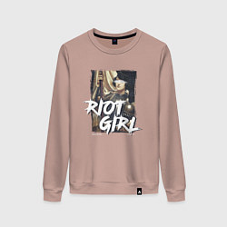 Свитшот хлопковый женский Мятежная девушка, цвет: пыльно-розовый