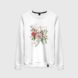 Свитшот хлопковый женский Spring mood Flower, цвет: белый