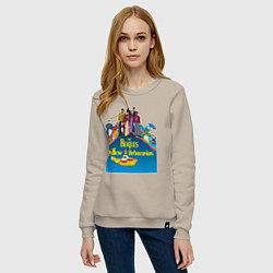Свитшот хлопковый женский The Beatles on a Yellow Submarine, цвет: миндальный — фото 2