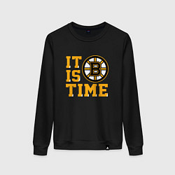 Свитшот хлопковый женский It Is Boston Bruins Time, Бостон Брюинз, цвет: черный