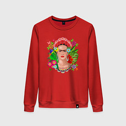 Свитшот хлопковый женский Фрида Кало Мексика Художник Феминист, цвет: красный