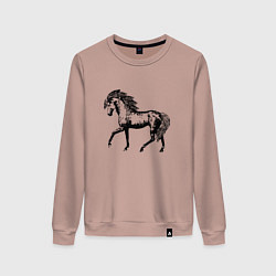 Свитшот хлопковый женский Мустанг Лошадь, цвет: пыльно-розовый