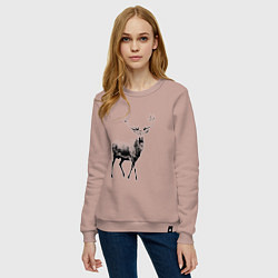 Свитшот хлопковый женский Черный олень Black Deer, цвет: пыльно-розовый — фото 2