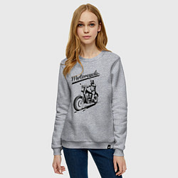 Свитшот хлопковый женский Motorcycle Cool rider, цвет: меланж — фото 2