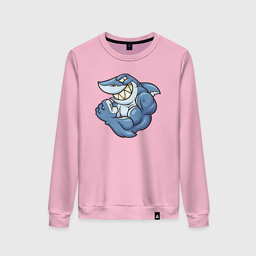 Женский свитшот Акула с бицухой shark / Светло-розовый – фото 1