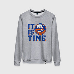 Свитшот хлопковый женский It Is New York Islanders Time Нью Йорк Айлендерс, цвет: меланж